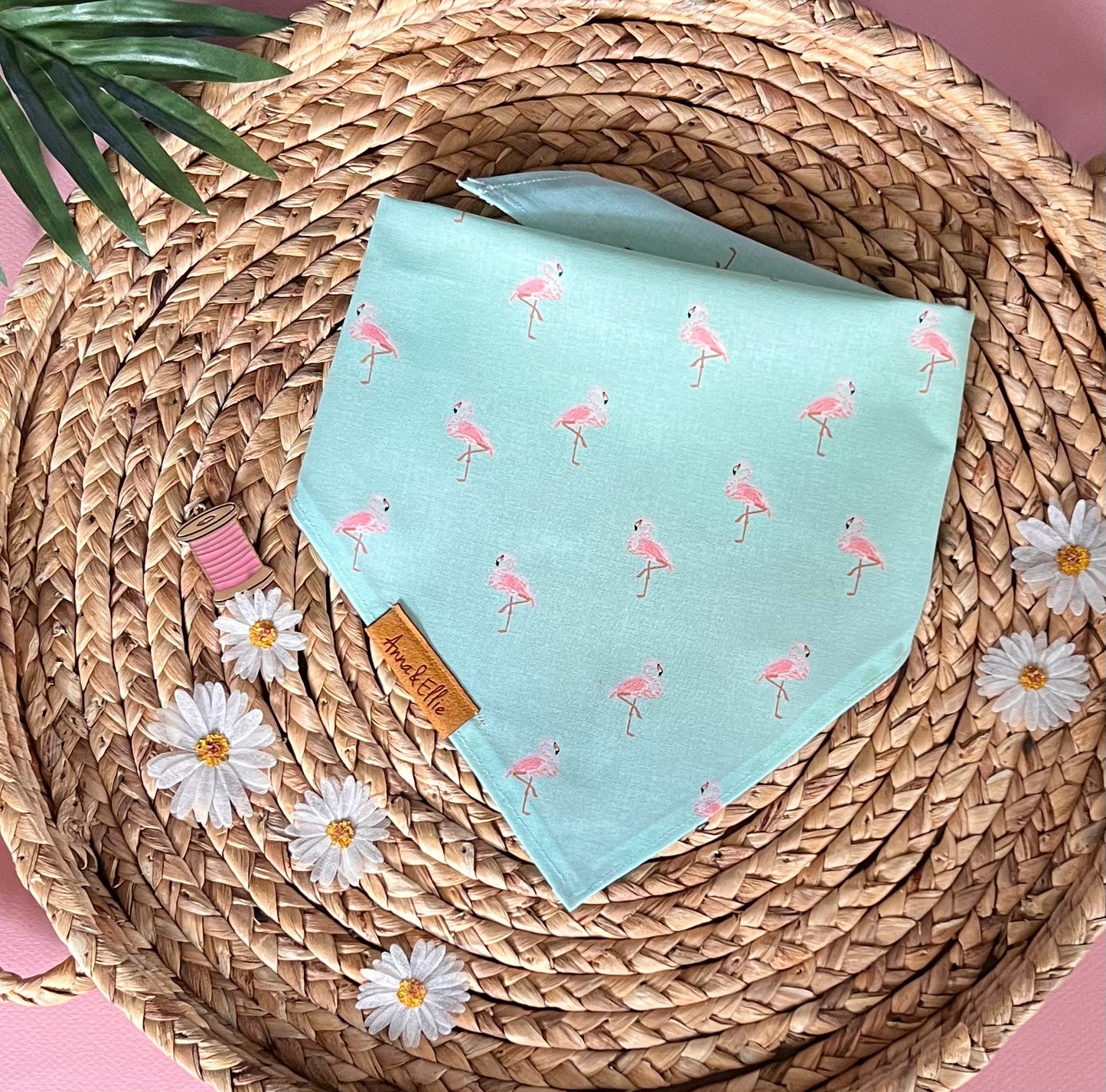 Flamingos on Teal Bandana