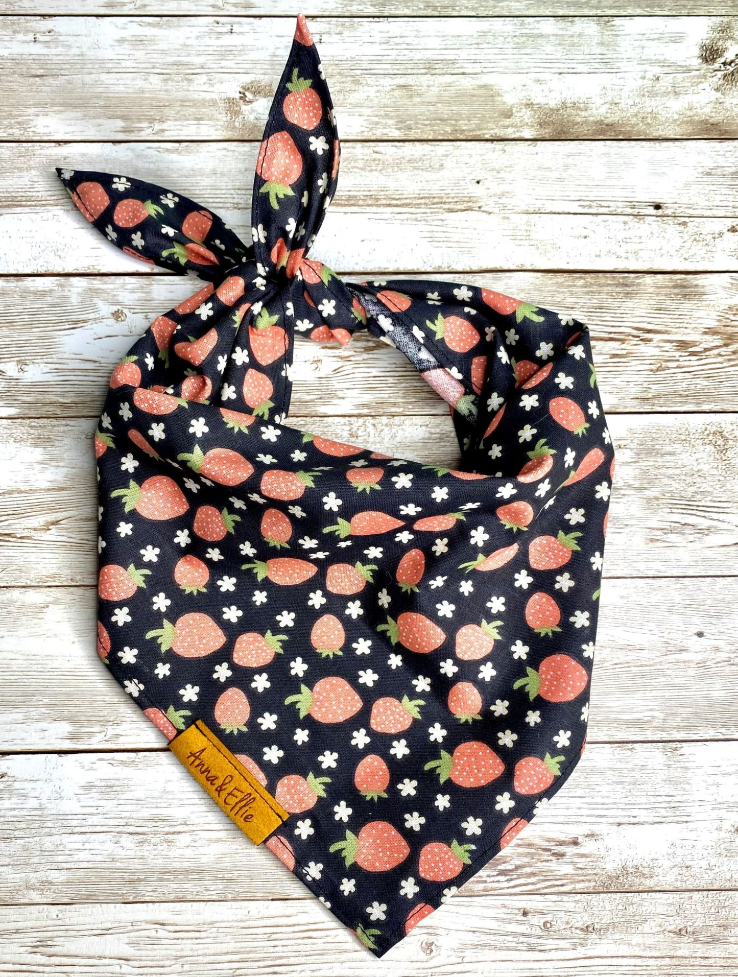 Strawberries On Black Bandana