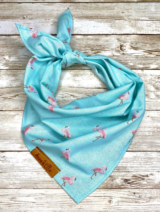 Flamingos on Teal Bandana