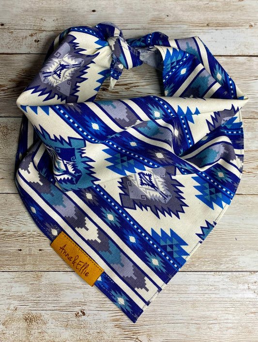 Southwestern White & Blue Bandana