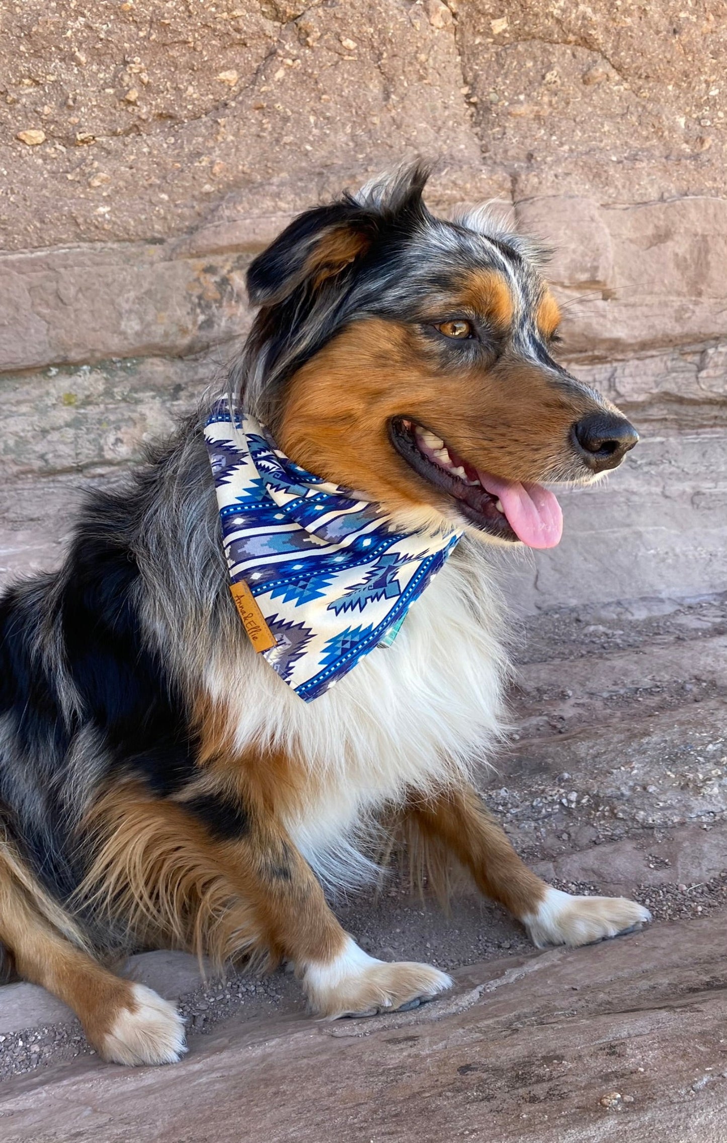 Southwestern White & Blue Bandana